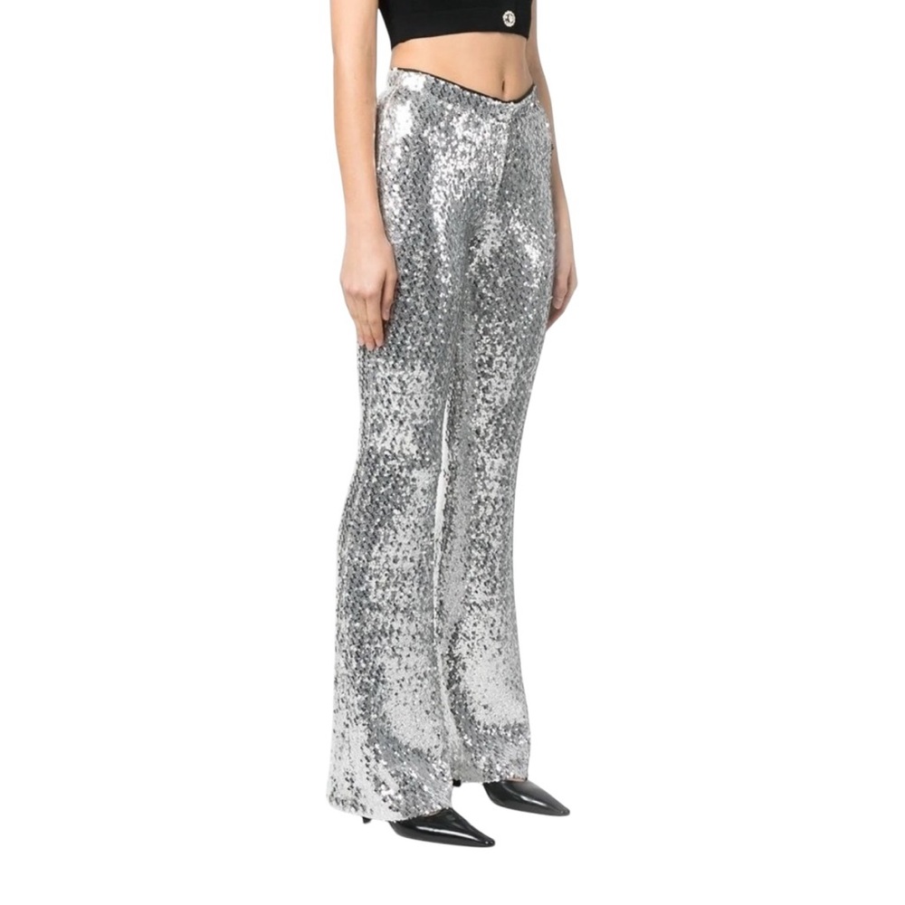 Pinko Silver Sequin Women's Pants